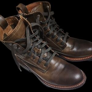 Frye Dark Brown Leather Lace-Up Ankle Boots